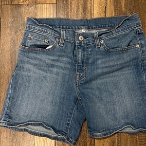 Levis Shorts Womens 29 Blue Denim Stretch Mid Rise Casual Raw Hem Summer Casual